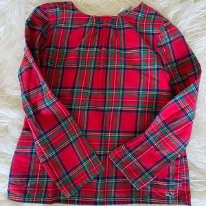 Girls Vineyard Vines Holiday Plaid L/S Top - Sz Small